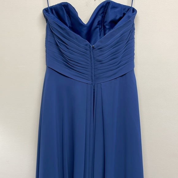 NWOT Allure Bridals Bridesmaid Formal 1221 Dress Navy Chiffon Ruched Strapless 4 - Picture 5 of 16